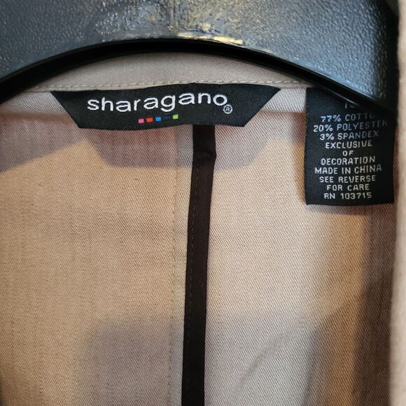 Womams 10 Sharagano Paris Blazer Shoulder Pads Tan Size 10 - Picture 3 of 7